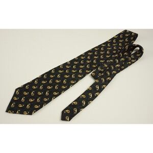 Robert Talbott Best of Class Paisley All Over Black Gold Silk Short 56" Neck Tie
